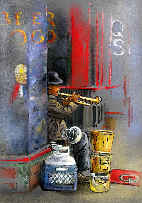 Street Musician in Memphis Painting